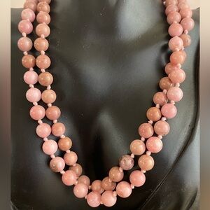 Rhodochrosite hand knotted beaded necklace